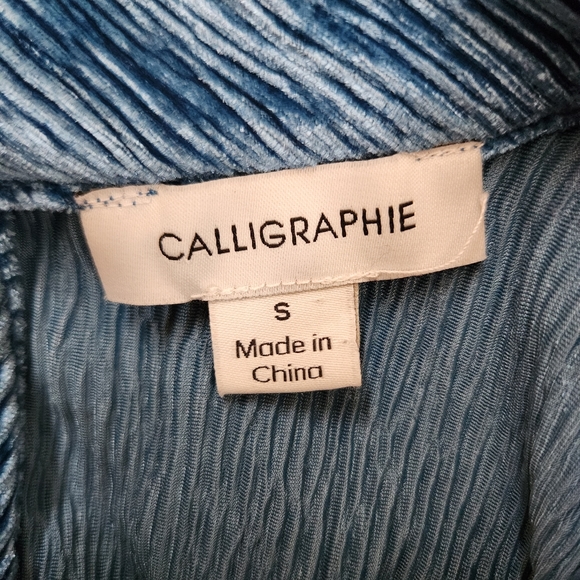 NWT Calligraphie Emerald Green Velvet Blouse with Bell Sleeve Size Small - Picture 4 of 12